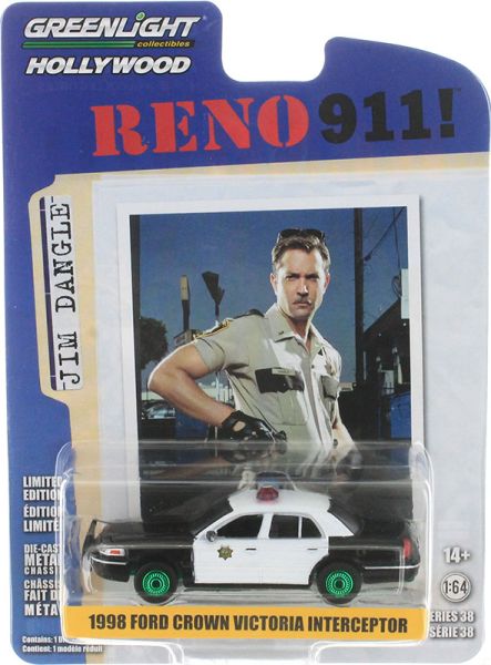 GREEN44980-B_VERT - FORD Crown Victoria Interceptor 1998 met groene wielen uit de film RENO 911 ! onder blisterverpakking - 1