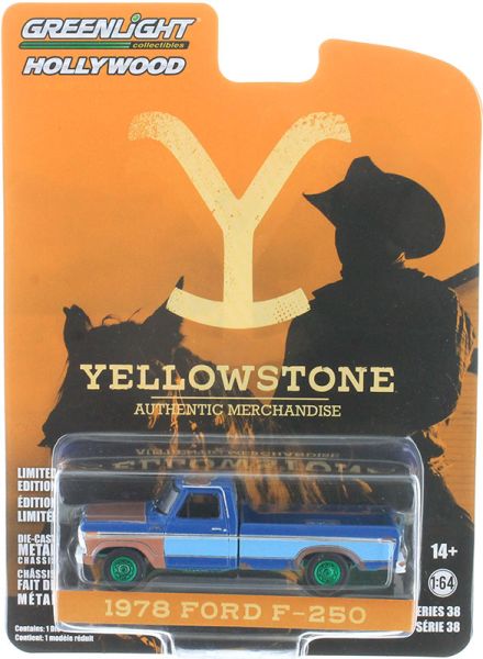 GREEN44980-E_VERT - FORD F-250 1978 Blauw met groene velgen uit de TV-serie YELLOWSTONE in blisterverpakking - 1