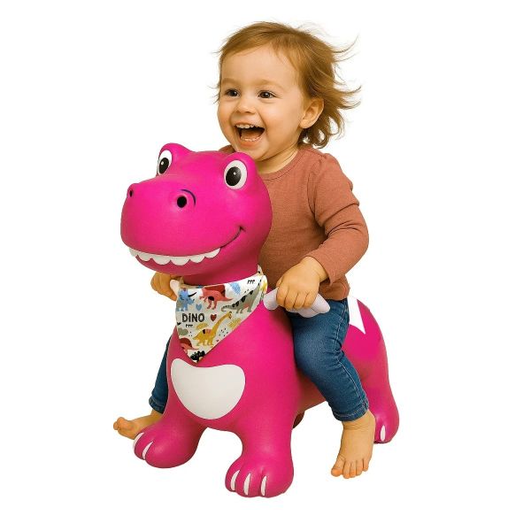 JAM466008 - Dino Stuiterend Dier met HoppyDoo Vleugels, Roze met Pomp - 1
