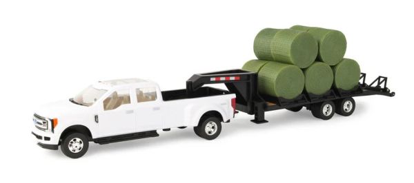 ERT46631 - FORD F-350 met zwanenhalsaanhangwagen en balen - 1