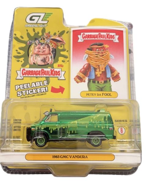 GREEN54120-A-VERT - Groene GMC Vandura uit 1983 - Petey Da Fool uit de Garbage Pail Kids-serie, nog in de originele verpakking. - 1