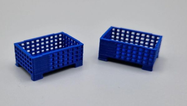 MSM5471/08 - 2 blauwe palletdozen van draadgaas met halve hoogte - L.24 x B.16 x H.10,3 mm - 1