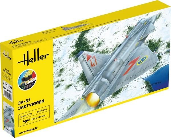 HEL56309 - Startset met verf en accessoires - SAAB JA-37 Jaktviggen om zelf te monteren - 1