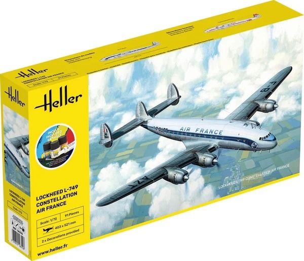HEL56310 - Startpakket met verf en accessoires - LOCKHEED L-749 Constellation - AIR France - montage vereist - 1
