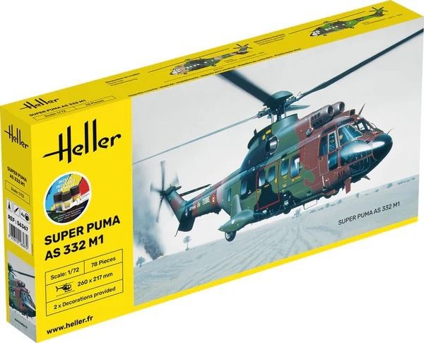 HEL56367 - Startpakket met verf en accessoires - Aerospace AS332 Super Puma M1 helikopter om zelf in elkaar te zetten - 1