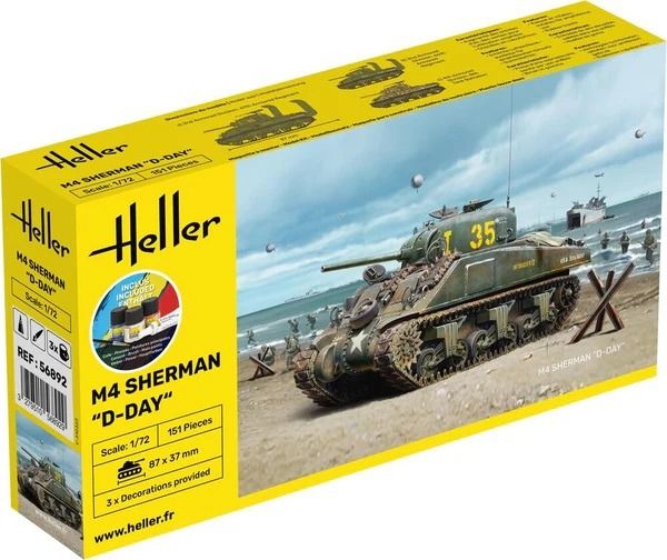 HEL56892 - Startpakket met verf en accessoires - M4 Sherman tank - D-Day - 1