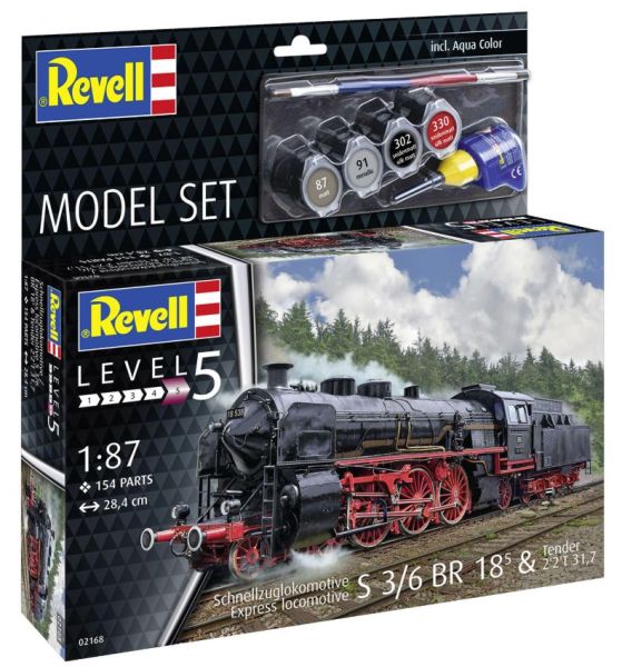 REV62168 - MODEL SET - Expresslocomotief S3/6 BR 18 met tender om te assembleren met verf - 1