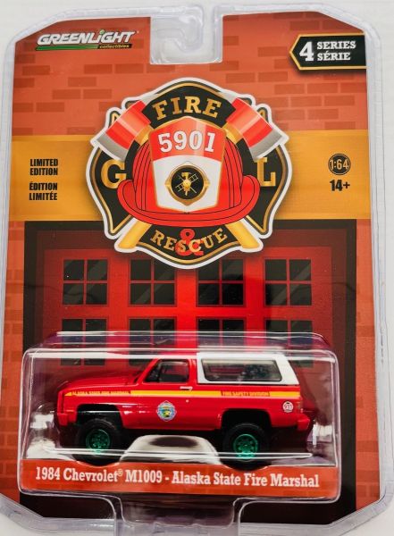 GREEN67050-DVERT - 1984 CHEVROLET M1009 Alaska Fire Department met groene velgen uit de FIRE & RESCUE-serie in blisterverpakking - 1