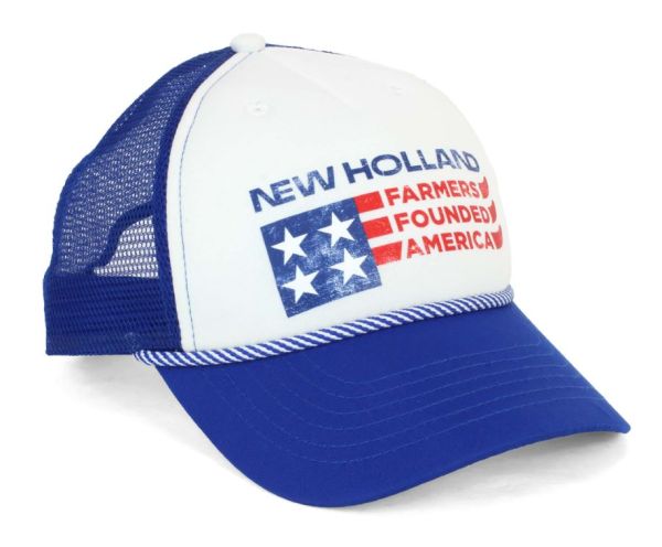 696120 - Blauw-witte NEW HOLLAND pet met mesh achterkant - 1