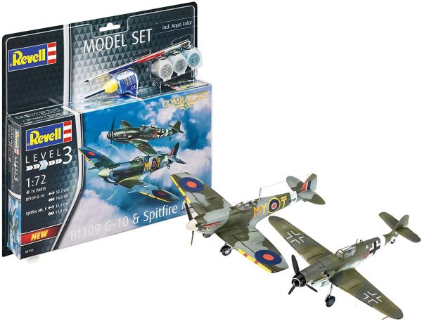 REV63710 - Messerschmitt Bf109G-10 & Spitfire Mk.V gevechtsset met bebouwbare verf - 1