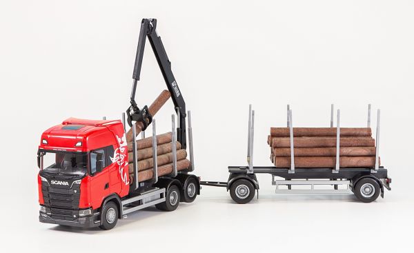 EMEK70675 - SCANIA S730 6x4 rode bakwagen met 1+1 as houttransportaanhanger - 1