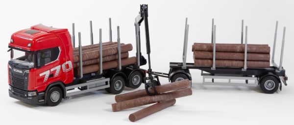 EMEK70775 - SCANIA 770 6x4 bakwagen met 1+1-assige houttrailer - 1