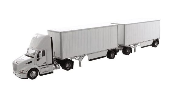DCM71099 - PETERBILT 579 4x2 met containerwagen + trailer en 28-voets container Wit - 1