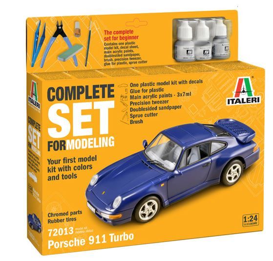 ITA72013 - Starterkit - PORSCHE 911 blauw om te monteren en te schilderen - 1