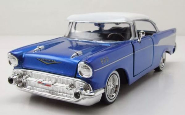 MMX79030BLEU - CHEVROLET BelAir 1957 coupé Blauw met wit dak - 1