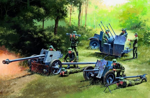 ITA7026 - DUITSE PAK35 – PAK40 – FLAK38 kanonnen om te monteren en te schilderen - 1