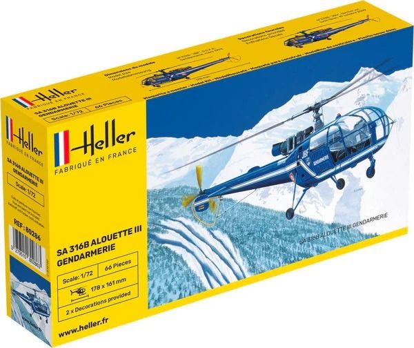 HEL80286 - Gendarmeriehelikopter ALOUETTE III SA 316 om te monteren en te schilderen - 1