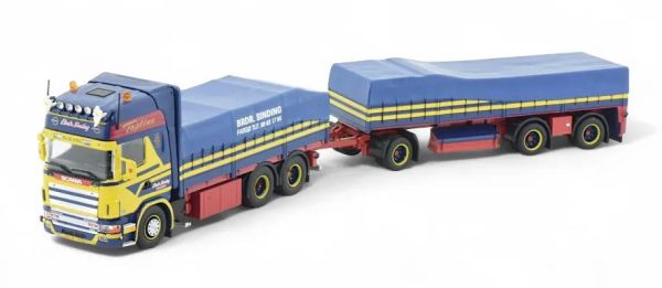 TEK81276 - SCANIA Topline Series 6x4 bakwagen met 1+2-assige aanhanger BRDR SINDING - 1