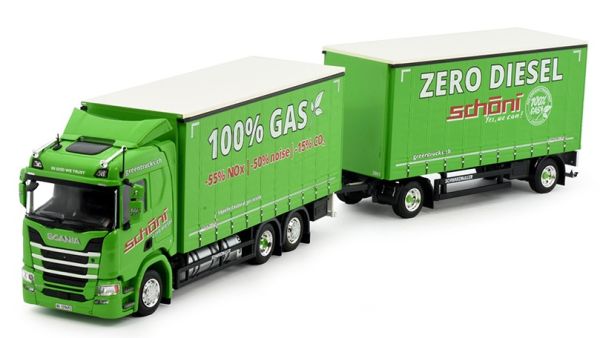 TEK82493 - SCANIA R Volgende generatie 6x4 rechte vrachtwagen met oplegger met dekzeil 1+1 assen SCHÖNI - 1