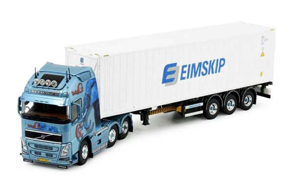 TEK84994 - VOLVO FH04 Globtrotter XL 6x2 met 3-assige containerdrager en 40-voets koelcontainer GULDAGER-BIG G - 1