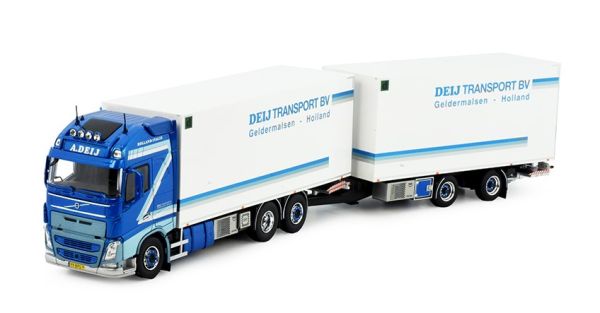 TEK85123 - VOLVO FH04 Globetrotter 6x2 bakwagen met 2 assen aanhanger DEIJ Transport - 1