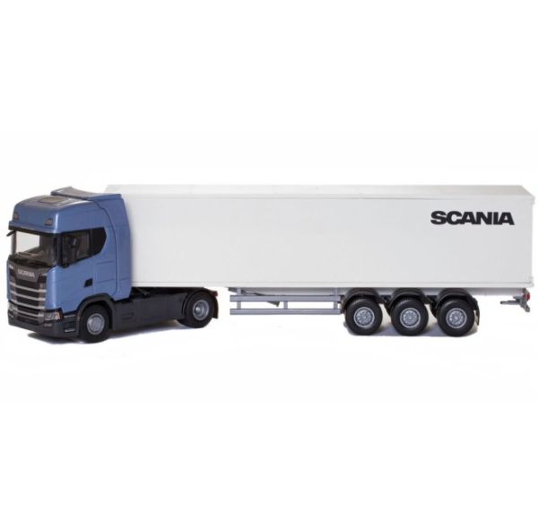 EMEK86004 - SCANIA S410 4x2 blauw met 3-assige trailer - 1