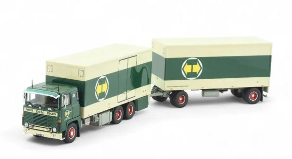 TEK86359 - SCANIA 141 6x4 bakwagen met 1+1 assige aanhanger VAN DEN BOS - 1