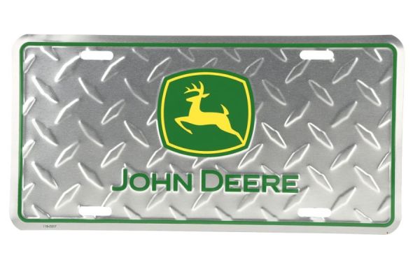 97047 - Verchroomd metalen bord met JOHN DEERE-logo - 15x30 cm - 1