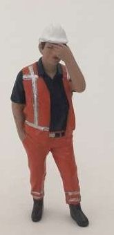 ADF32143 - Constructiefiguur die zijn hoofd vasthoudt - 1