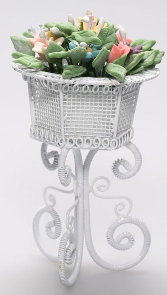 AKI0255 - Miniatuur bloempotje voor poppenhuis afmeting hoogte 9 cm x 4 cm breed - 1