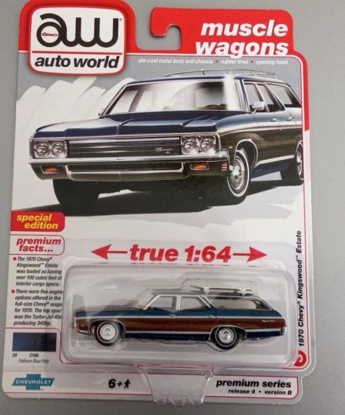 AWSP169/24B - CHEVROLET Kingswood Estate 1970 Blauw en Bruin Blister Verpakt - 1