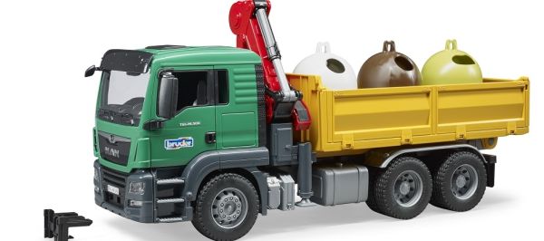 BRU3753 - MAN TGS kipper met kraan en flessencontainers - 1