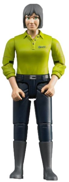 BRU60405 - Donkerharige vrouw met groen shirt en donkerblauwe broek Schaal: 1/16 - 1