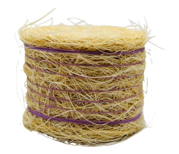 CW0273 - Ronde strobaal met paars touw - Diameter: 4,8 cm x Breedte: 3,6 cm - 1