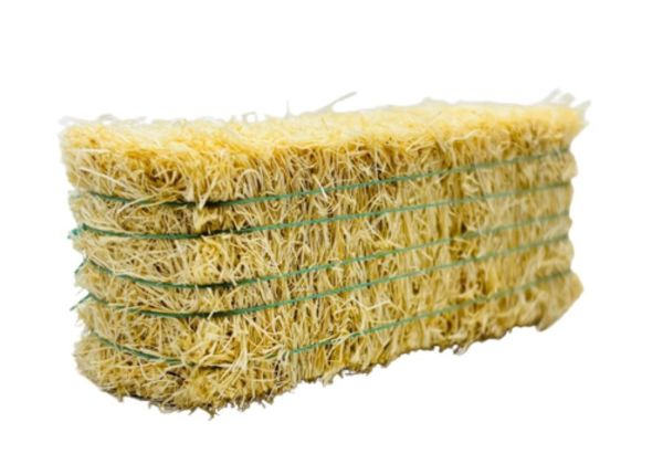 CW0277 - Vierkante strobaal met groen touw - 7,8 x 3 x 2,9 cm - 1