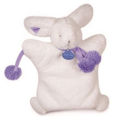 DC2742BVIO - Pompom Konijnenpop Wit en Paars 25 cm - 1