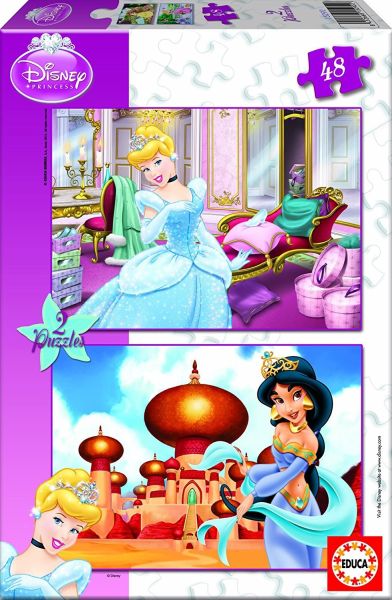 EDU15292 - 2 Puzzels 48 Stuks Prinses DISNEY - Assepoester en Jasmijn - 1