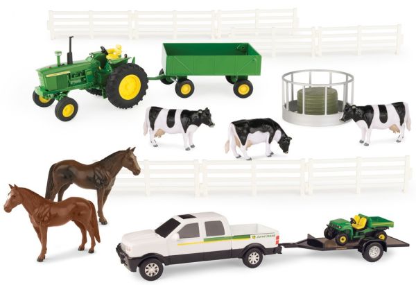 ERT46683 - Boerderijset met JOHN DEERE tractor; pick-up accessoires en dieren - 1