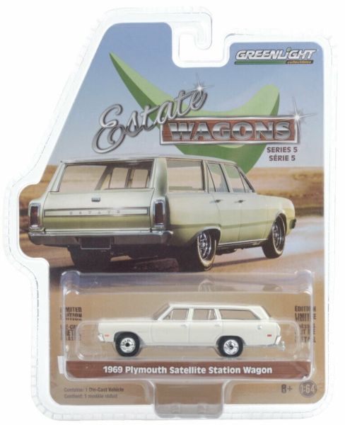 GREEN29990-B - PLYMOUTH Satellite Station Wagon stationwagen 1969 wit verkocht in blisterverpakking - 1