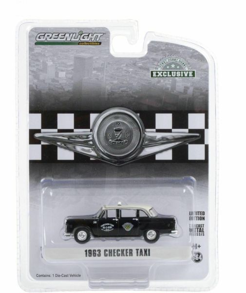 GREEN30207 - CHECKER MOTORS MARATHON A11 1963 zwarte taxi wit dak verkocht in blister - 1