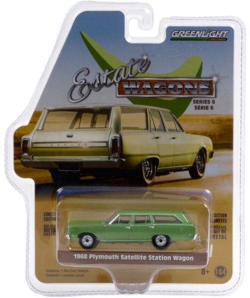 GREEN36010-B - PLYMOUTH Satellite Station Wagon break 1968 metallic groen Estate Wagons-serie verkocht in blisterverpakking - 1