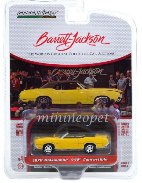 GREEN37220-C - OLDSMOBILE 442 cabriolet open 1970 gele Barrett Jackson verkocht in blister - 1