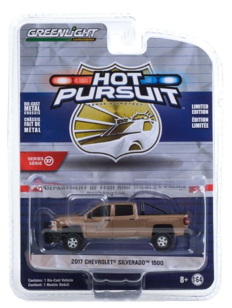 GREEN42950-E - CHEVROLET Silverado 1500 dubbele cabine pick-up 2017 metallic bruin De Hot Pursuit-serie verkocht in blister - 1