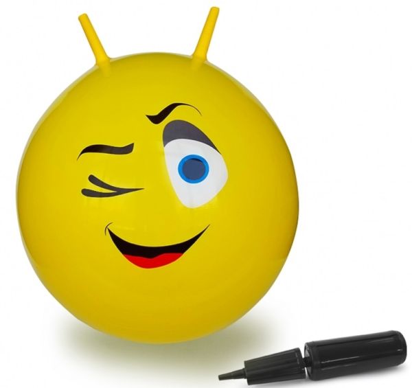 JAM460459 - Gele Wink Smiley Bouncy Ball met Pomp - 1