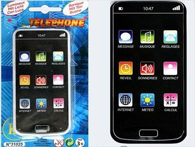 LPB31025 - Kunststof smartphone met geluid en licht - 19 cm - Willekeurig model - 1