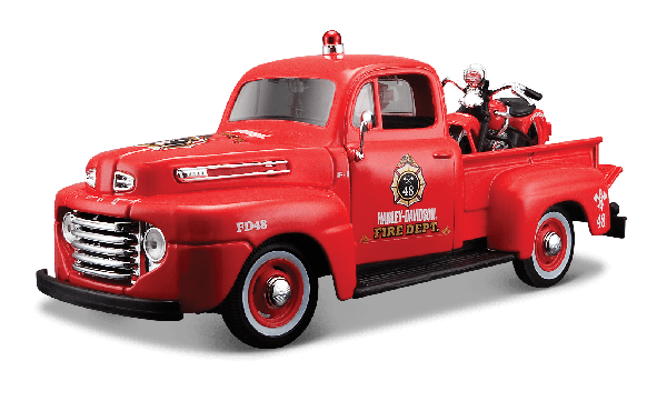 MST32191 - FORD F-1 Pick-up met motor HARLEY DAVIDSON 1936 Brandweerman - 1