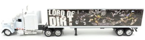 NEW15334USS - KENWORTH W900 wit met semi 2 assen Lord of Dirt - 1