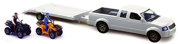 NEW37135B - Witte pick-up met aanhanger en 2 quads en figuren - 1