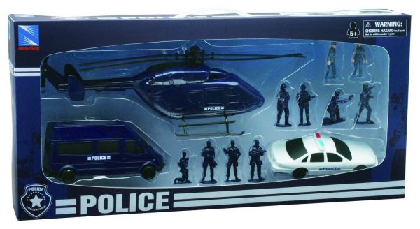NEW63345 - Politieset met helikopterauto's en willekeurige schaalfiguren - 1