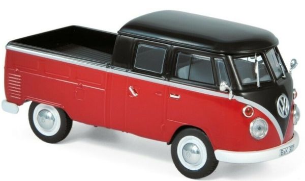 NOREV840218 - VOLKSWAGEN T1 dubbele cabine pick-up 1961 rood en zwart - 1